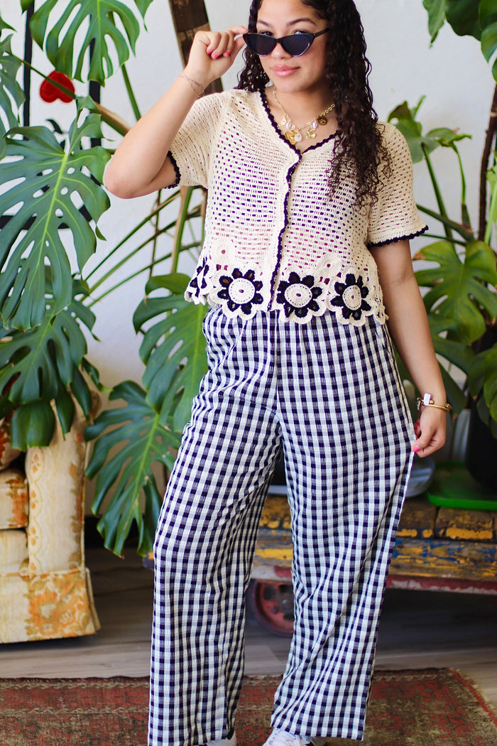 Louise Black Checkered Casual Pants