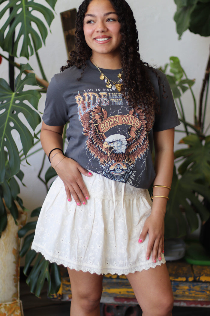 Darla Eyelet Mini Skirt in Cream