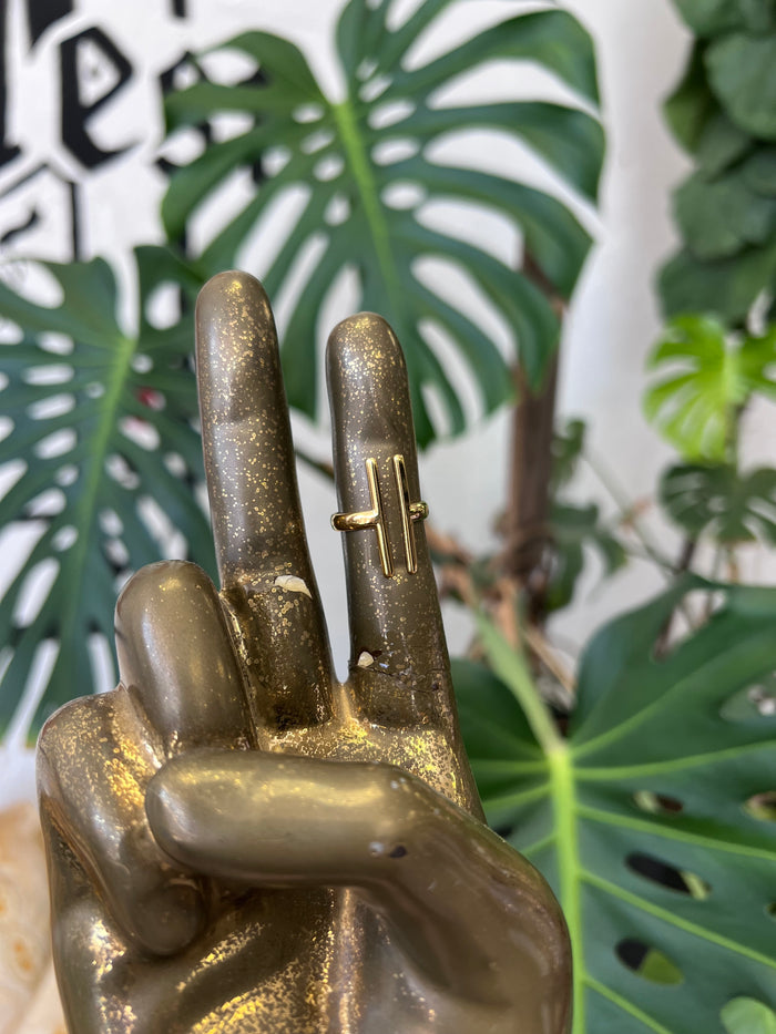 18K Gold Plated Double Bar Ring