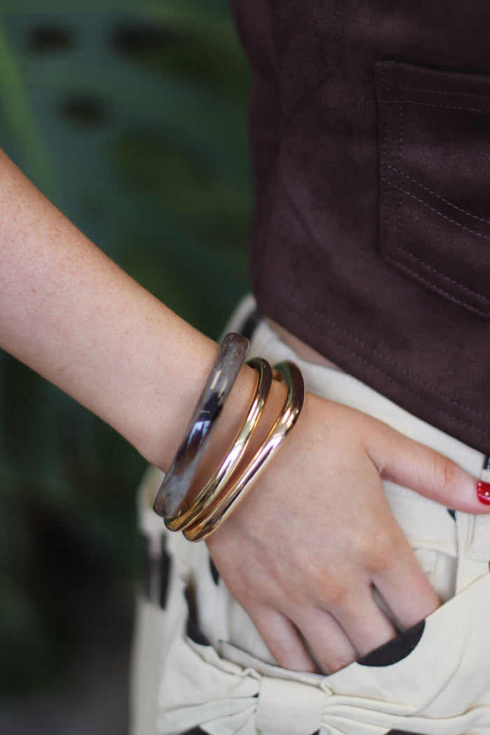 Marble & Gold Bangle Trio Bangle Set