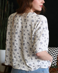 Ivory Cottagecore Henley Floral Top