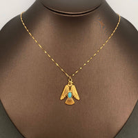 Turquoise inlaid 18K Gold Plated Charm Necklace