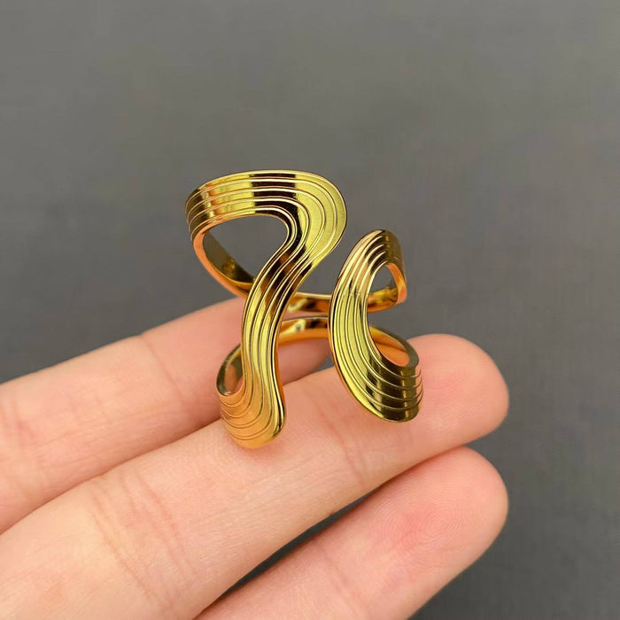 Multi Style 18K Gold Plated S.Steel Geometric Ring - FGS: F