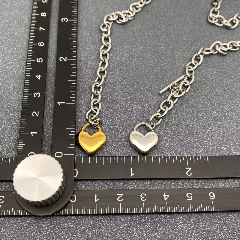 Two Tone Heart Y Necklace