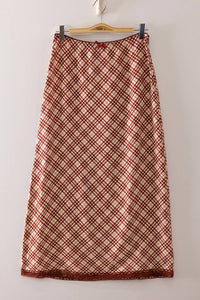 Randi Red Mix Plaid Midi Skirt