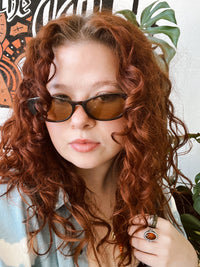 90s Slim Oval Nararow Women Fashion Sunglasses