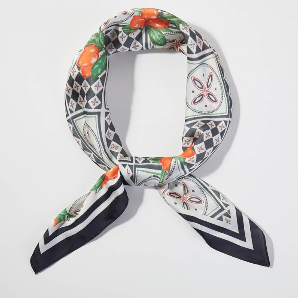 Mosaic Citrus Print Square Bandana Scarf