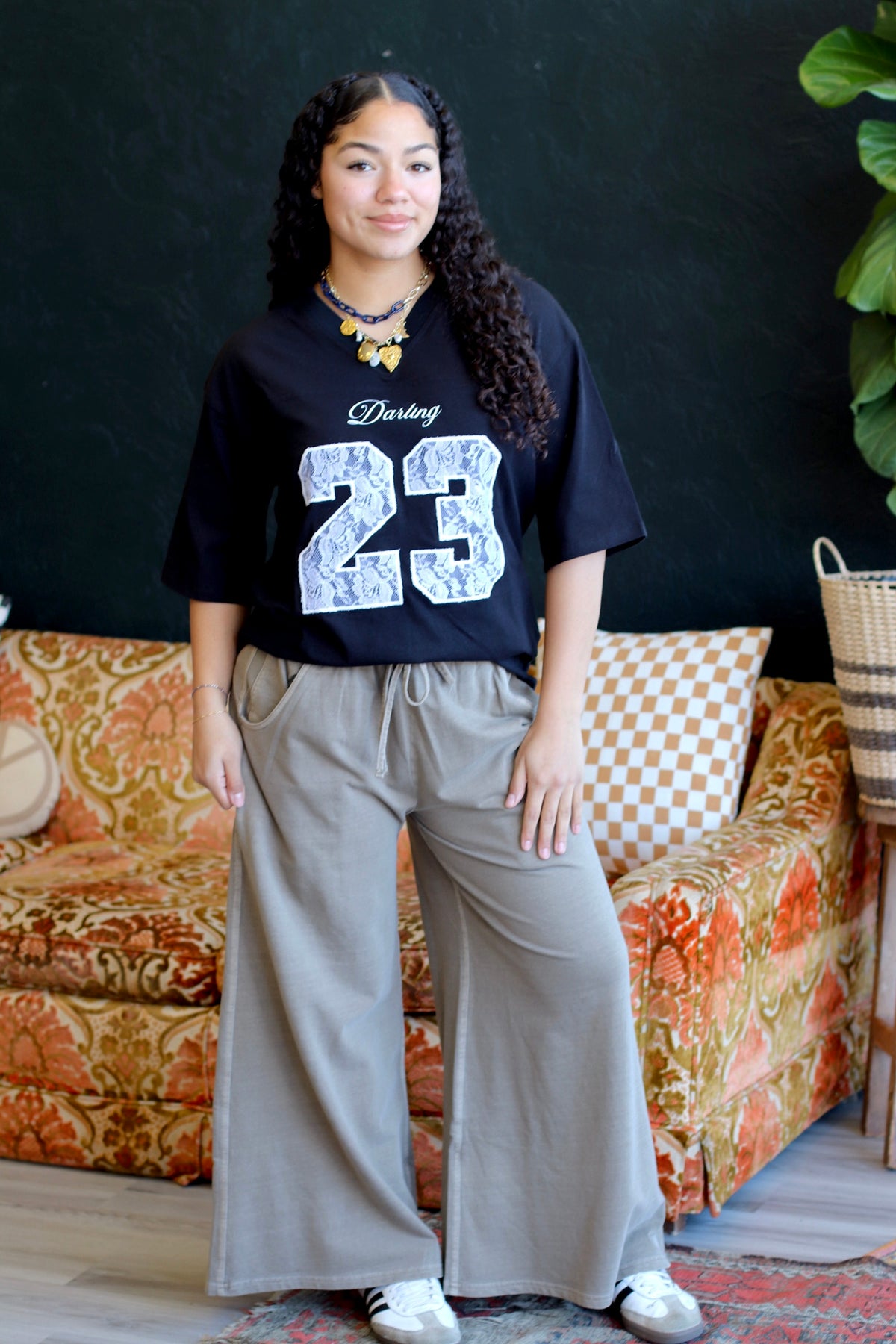 Mineral Wash Wide Leg Pants + Mocha