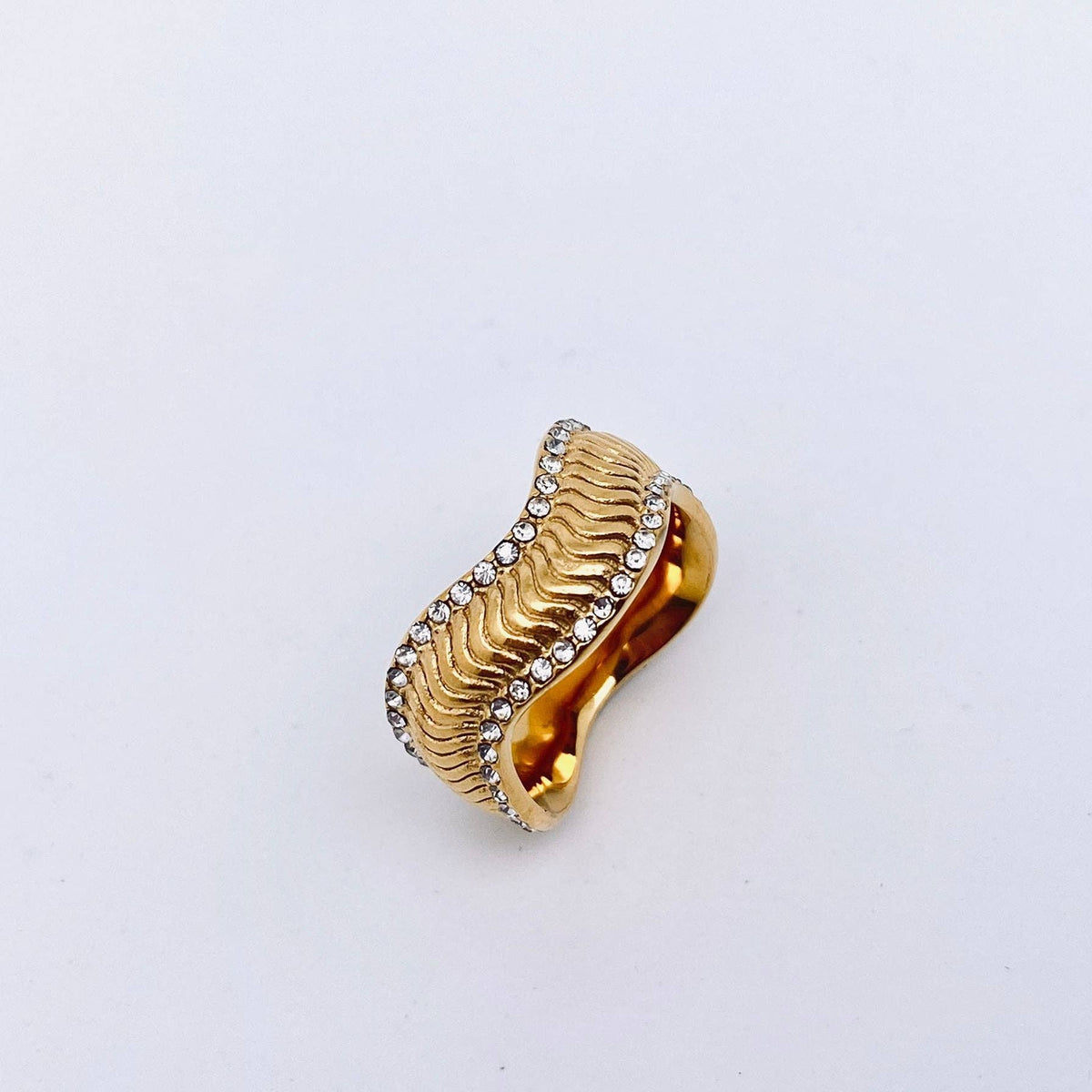 CZ 18K Gold Plated Wave Ring
