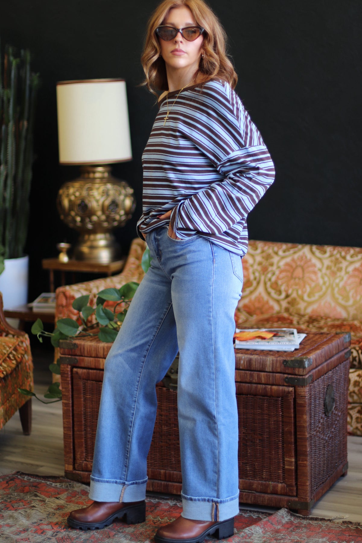 Brown & Blue Striped Long Sleeve