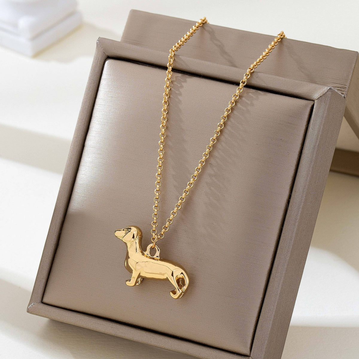 Gold Dachshund/Weenie Dog Pendant Necklace