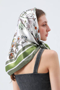 Green Silk-Touch Butterfly Scarf