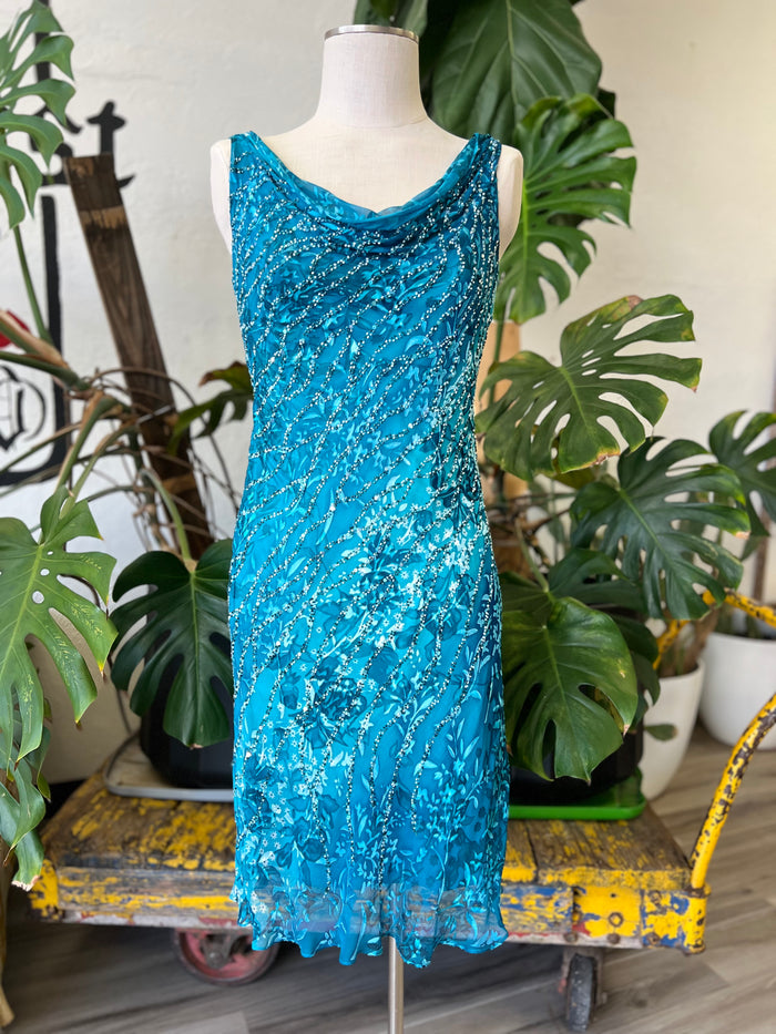 Vault | Y2K Blue Beaded Dress size 8
