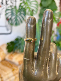 Horse Eye Zircon 18K GP Ring + Green