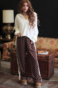 Allee Polka Dot Pants in Dark Brown
