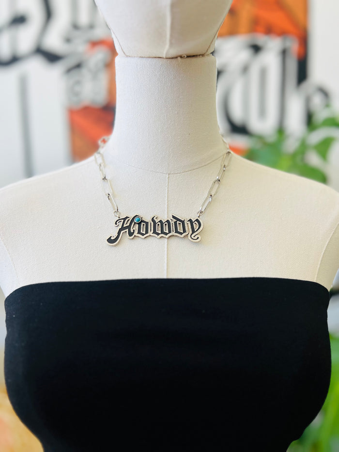 Western Letter Howdy Chain Necklace