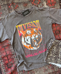 Envision Greatness Tiger Vintage-Wash Oversized Graphic Tee