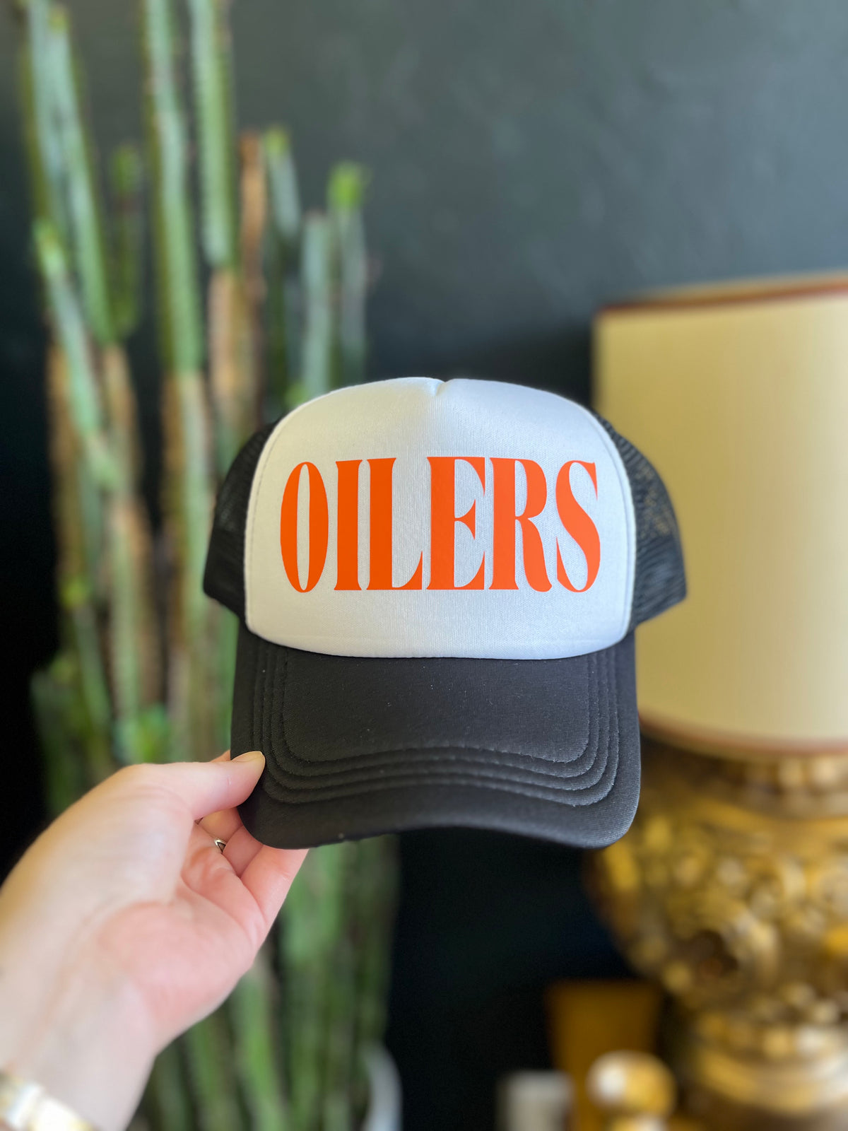 Oilers B&W Trucker Hat