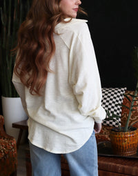Cream Collared Relaxed Fit Long Sleeve