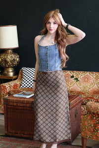 Corey Button Down Denim Halter Top
