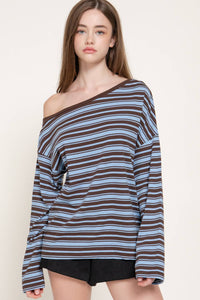 Brown & Blue Striped Long Sleeve
