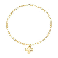 Gold Hammered Chunky Chain Cross Necklace