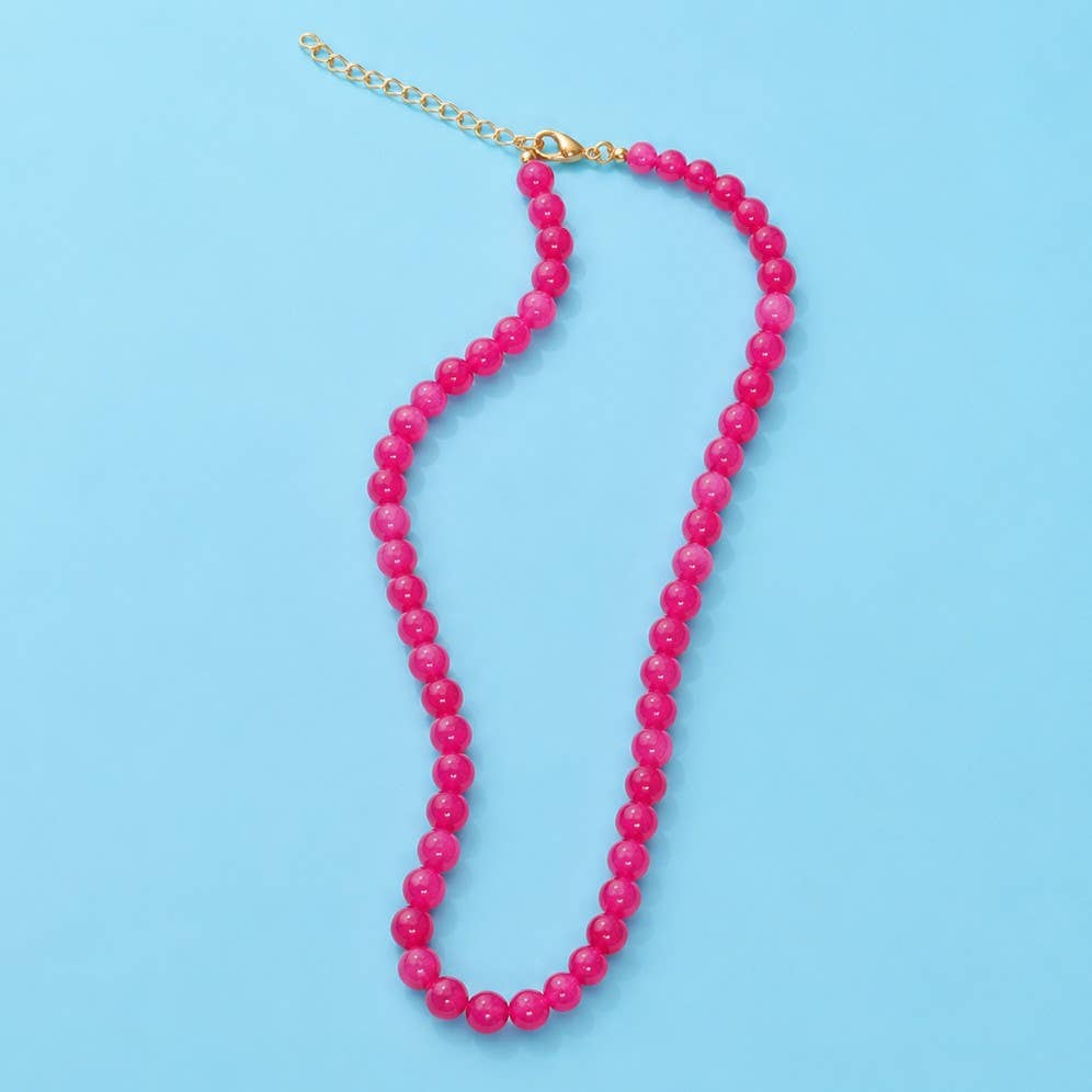 Pink Round Beaded Necklace