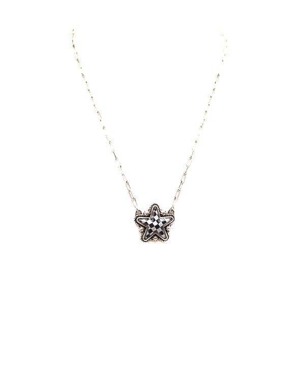 Checkered Star Necklace: TURQUOISE
