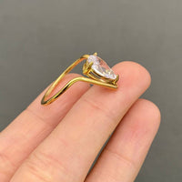 Zircon V Stacking Ring 18K Gold Plated SS Ring