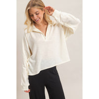 Cream Collared Relaxed Fit Long Sleeve