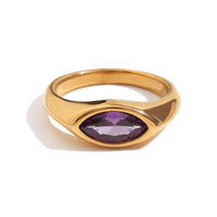 Horse Eye Zircon 18K GP Ring + Purple