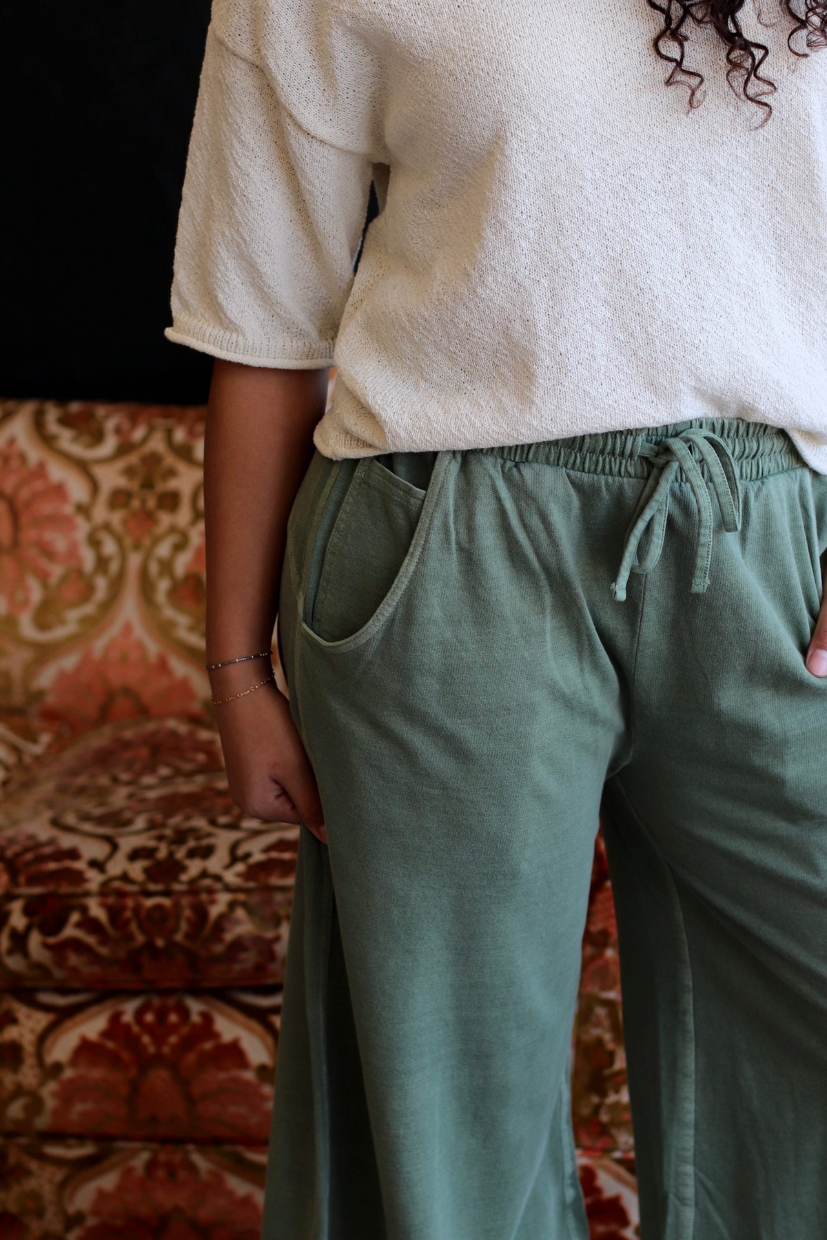 Mineral Wash Wide Leg Pants + LT Olive