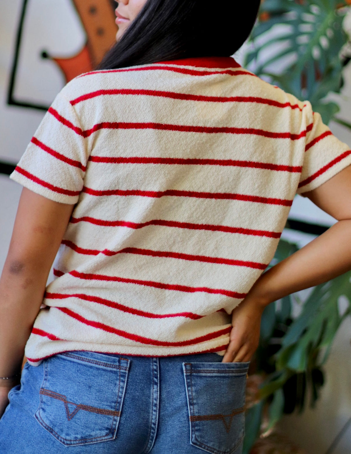 Striped Basic Tee in Red