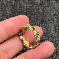 Colorful Inlay CZ 18K Gold Plated Ring