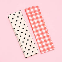 Red Gingham & Black Polka Dot Headband Set