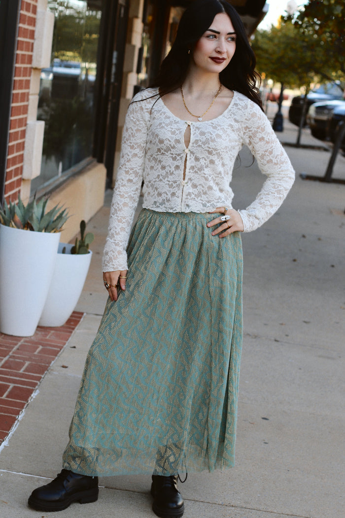 Goldie Flowy Midi Skirt +Sky