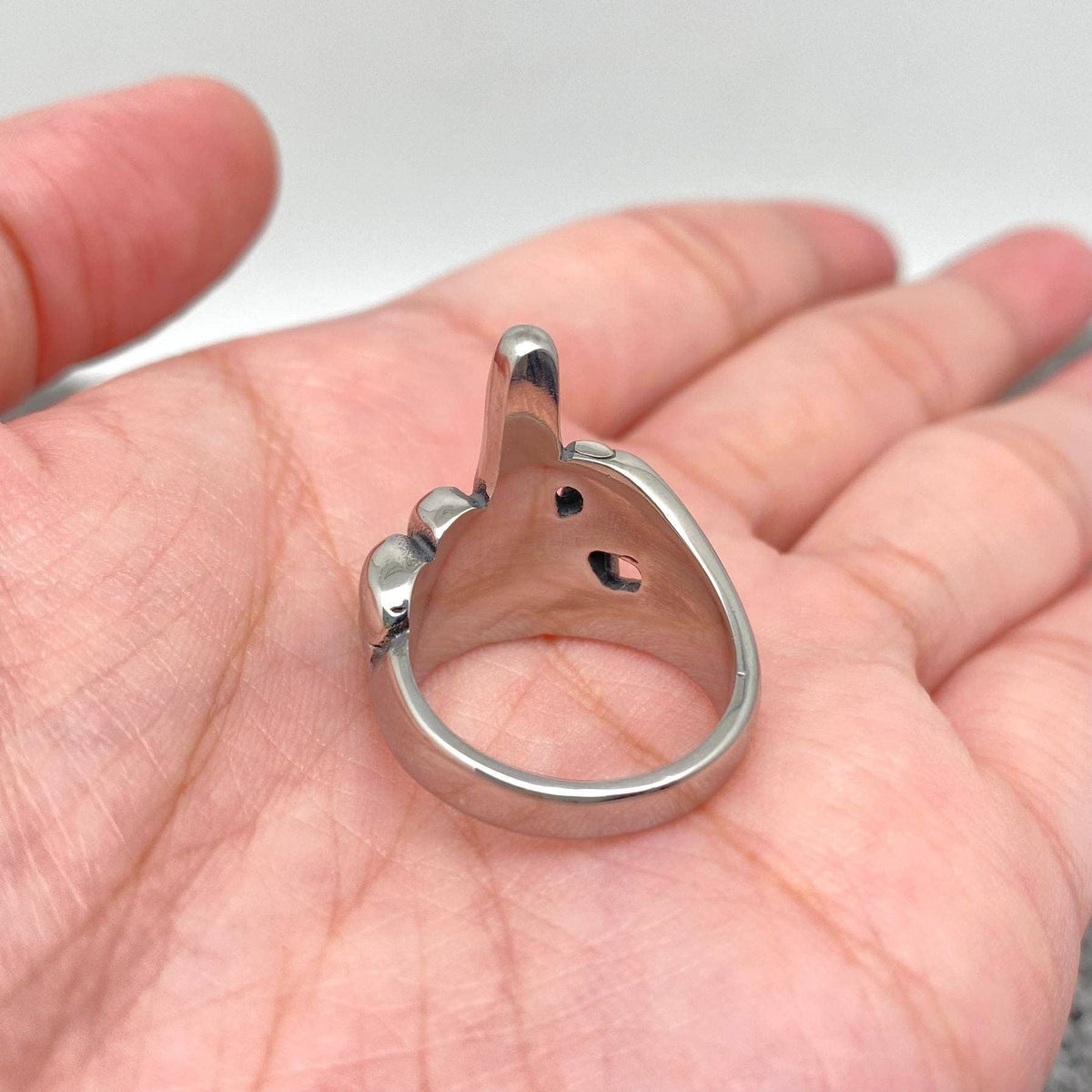 Middle Finger Flip Off Silver Unisex Chunky Ring