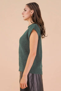 Oversized Soft Knit Sweater Vest Top Forest