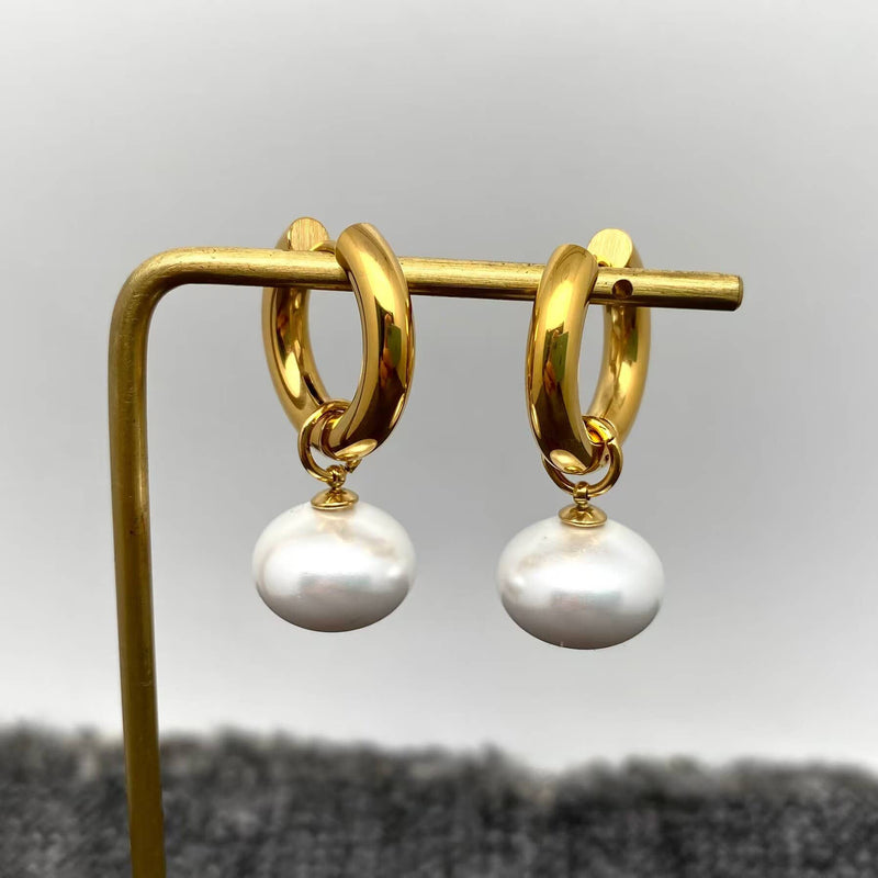 18K Gold Plated Drop Pearl Earrings
