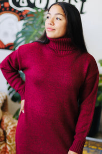 Turtle Neck Midi Dress + Cabernet