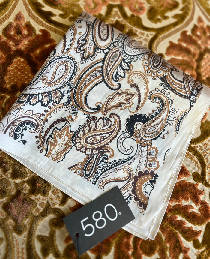 Ivory & Brown Paisley Bandana Scarf