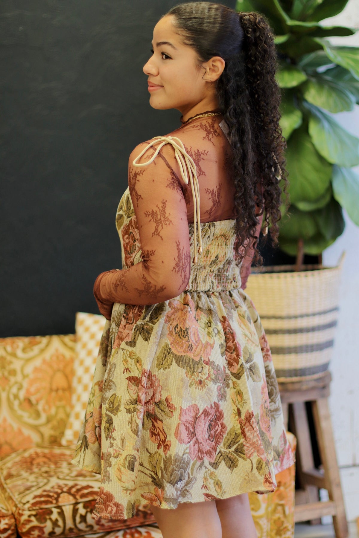 Floral Tapestry Mini Dress