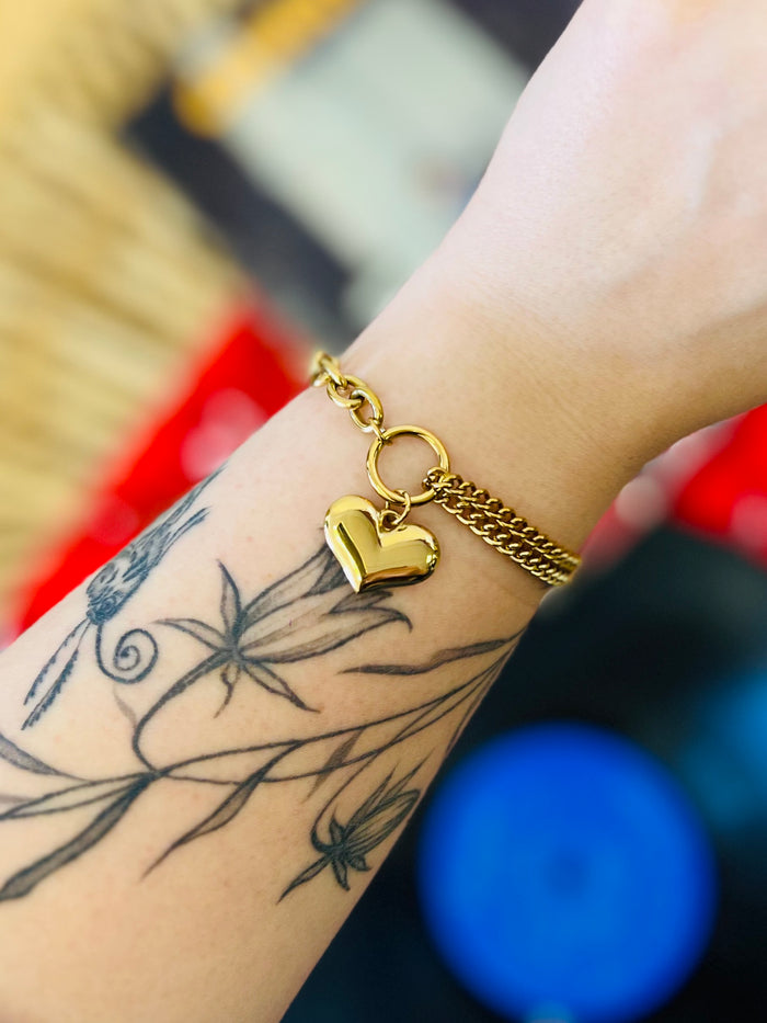 18K Gold Plated Waterproof Heart Chain Bracelet