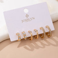 Gold Crystal Huggie Hoop Earring Set Trio