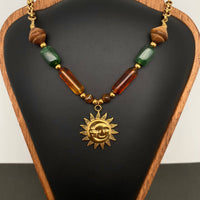 Chunky Boho Beaded Sun Necklace