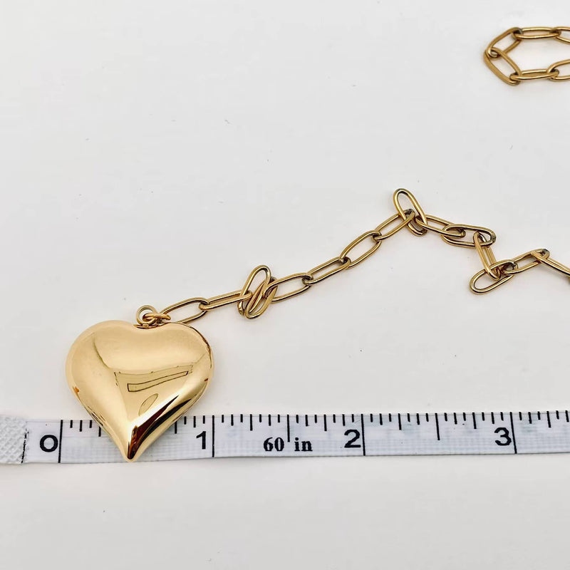 18K Gold Plated Paper Clip Heart Necklace