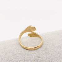 Hugging Hands Gold Plated Stainless Steel Ring