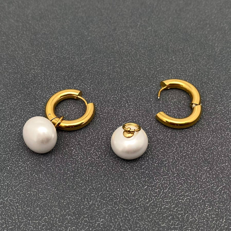 18K Gold Plated Drop Pearl Earrings