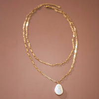 18K Gold Plated Stainless Steel Chain Freshwater Pearl Necklace