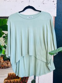 Sage High-Low Batwing Sleeve Top